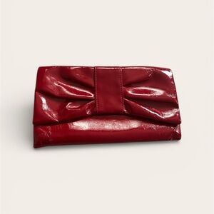 Patent leather bow Red Women's Clutch